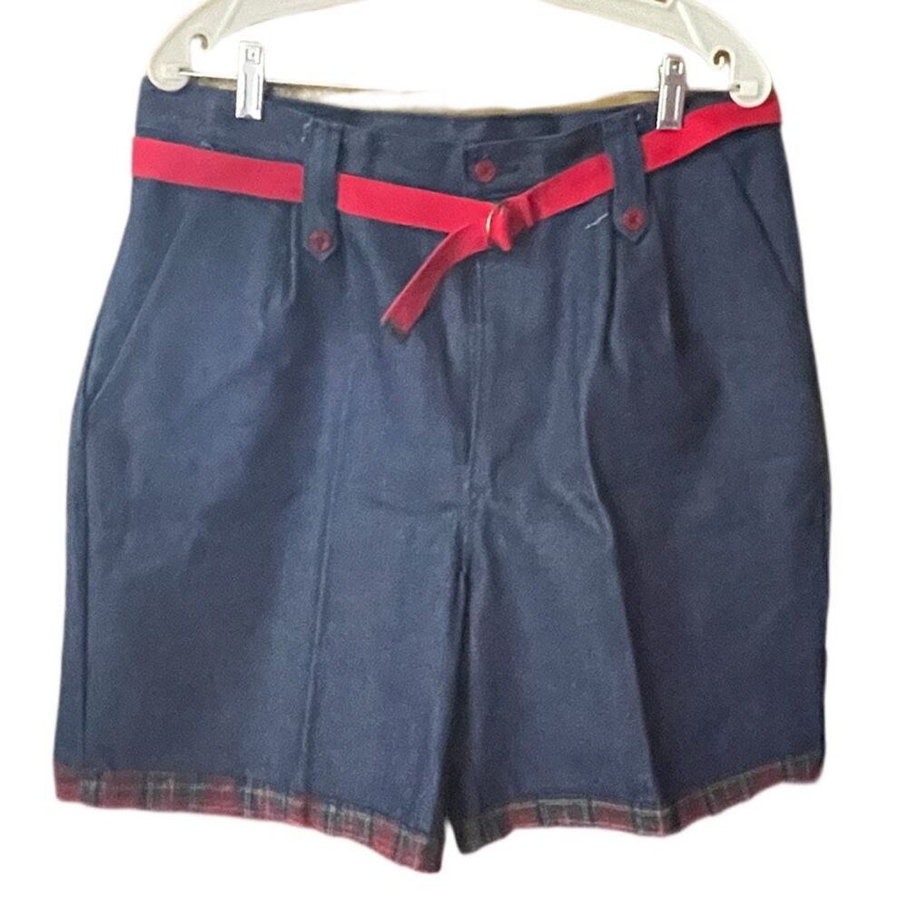 Vintage Nova Nova high waisted denim shorts  plaid trim and lined. Size XL.